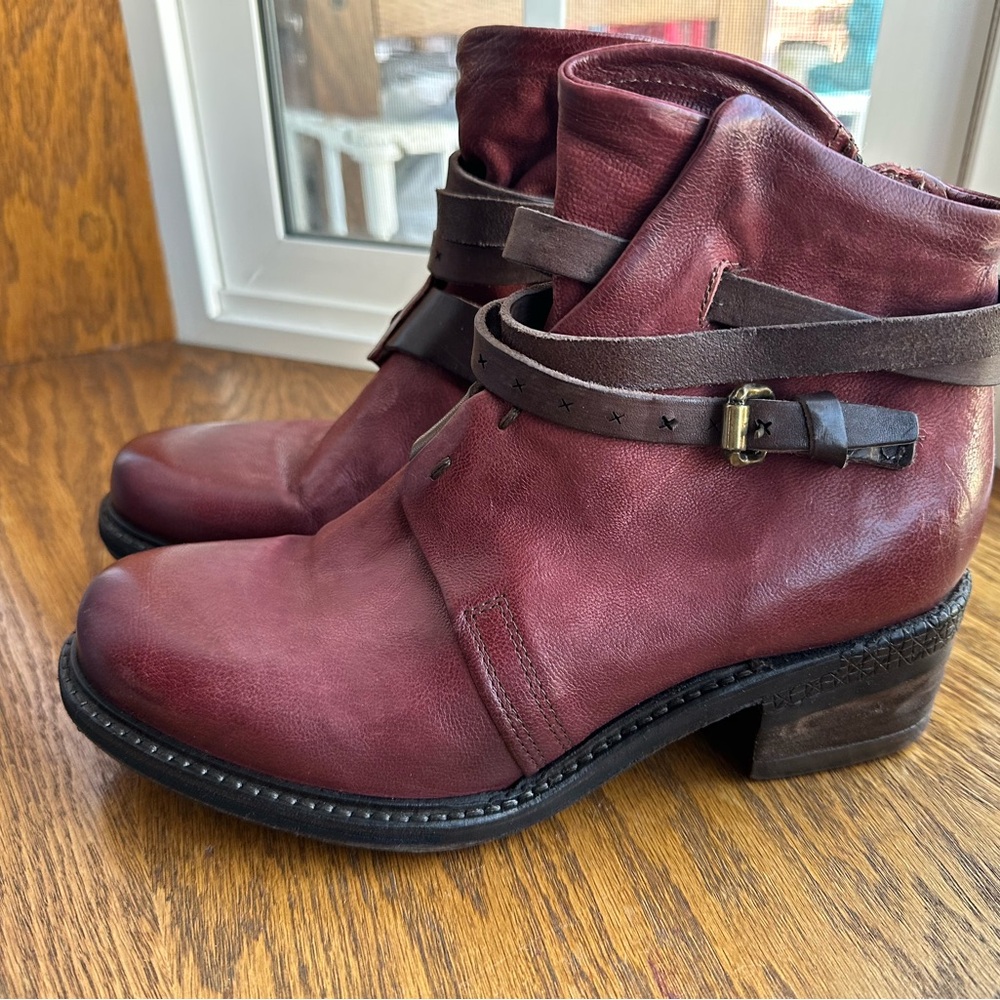 A.S.98 - Women's Burgundy Leather Ankle Boots - Picture 2 of 4